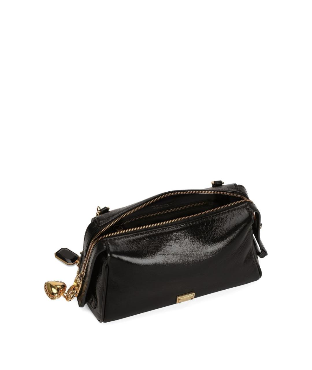 DOLCE&GABBANA Черная кожаная сумка с короткими ручками, фото 5