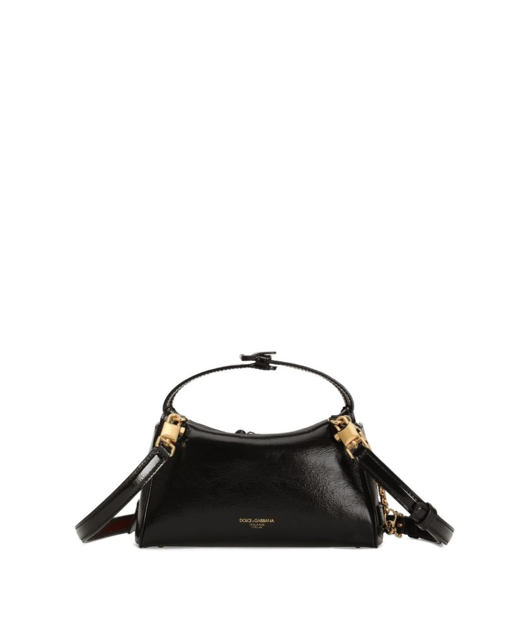 DOLCE&GABBANA Черная кожаная сумка с короткими ручками, фото 4