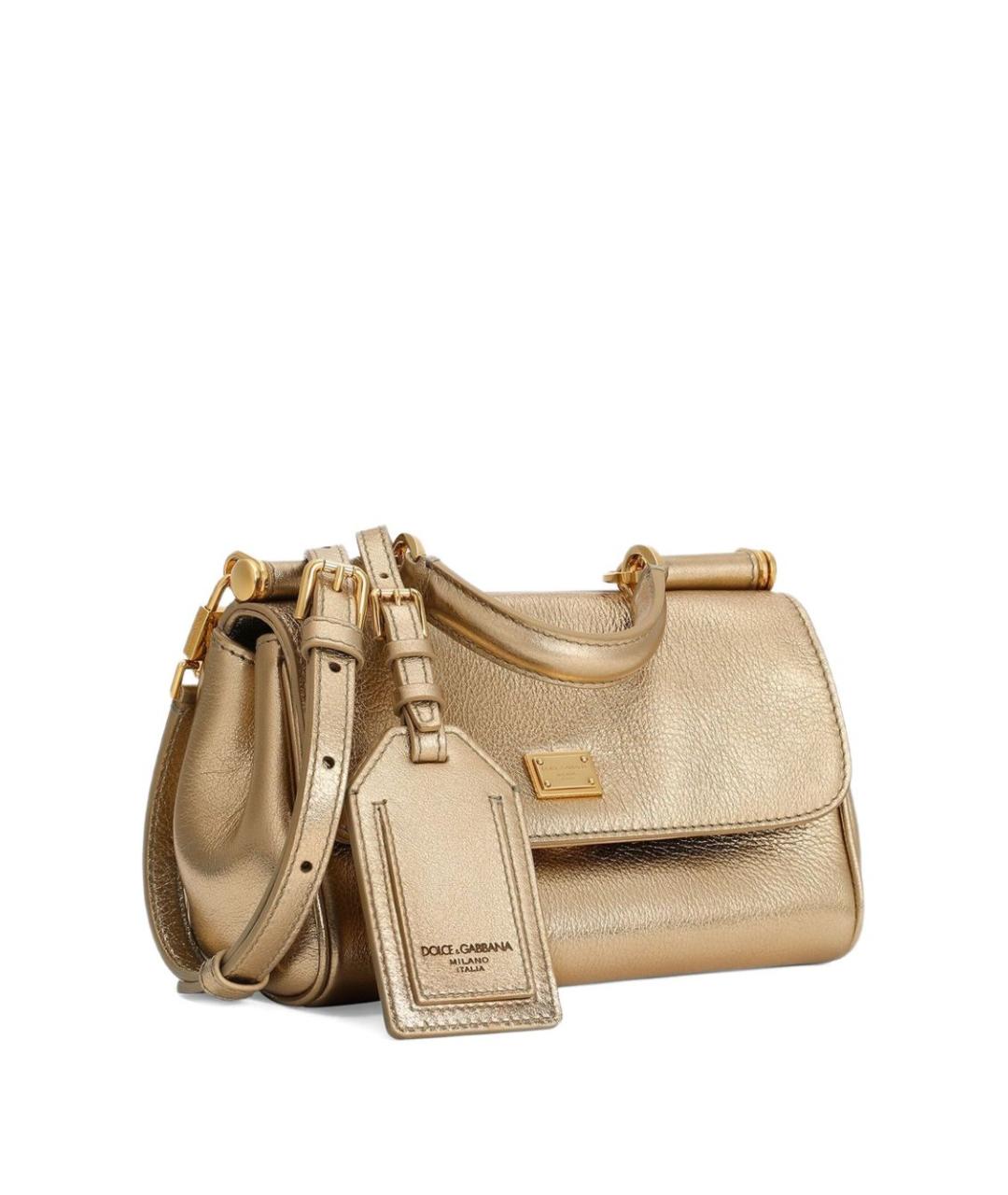 DOLCE&GABBANA Золотая кожаная сумка тоут, фото 1