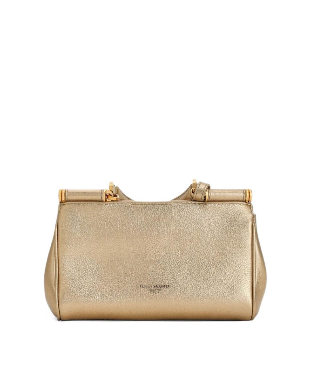 DOLCE&GABBANA Золотая кожаная сумка тоут, фото 4