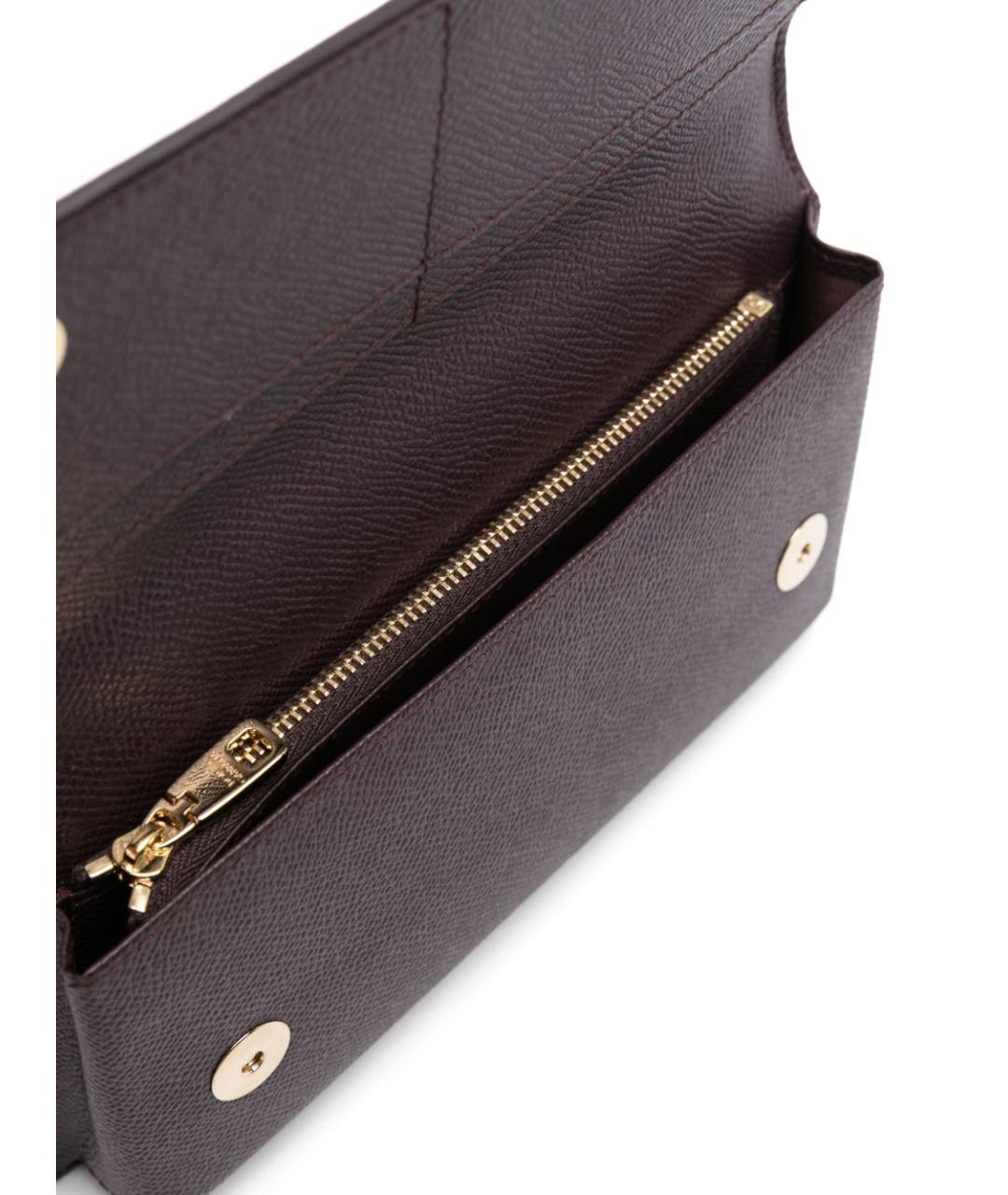 DOLCE&GABBANA Бордовая кожаная сумка с короткими ручками, фото 5