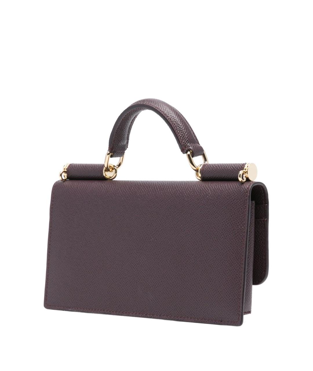 DOLCE&GABBANA Бордовая кожаная сумка с короткими ручками, фото 2