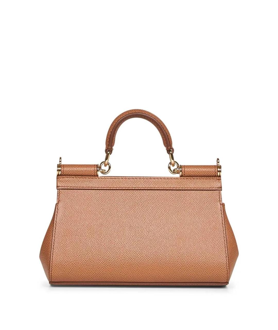 DOLCE&GABBANA Коричневая кожаная сумка с короткими ручками, фото 2