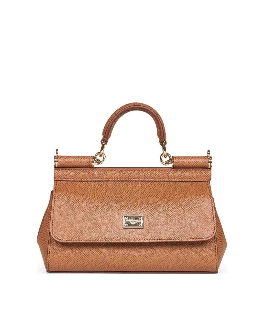 DOLCE&GABBANA Коричневая кожаная сумка с короткими ручками, фото 1