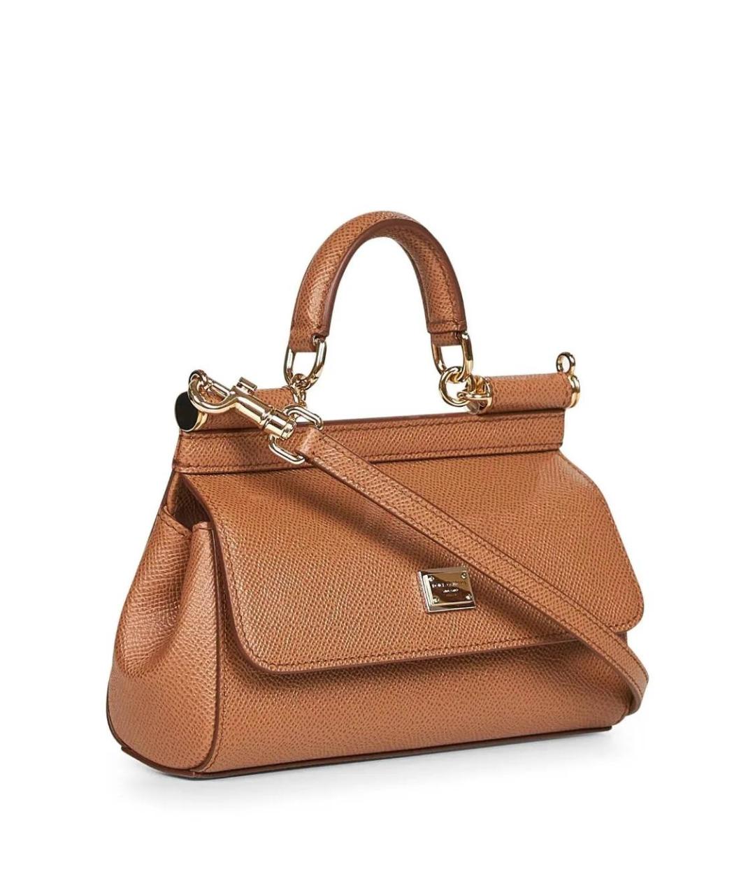 DOLCE&GABBANA Коричневая кожаная сумка с короткими ручками, фото 3