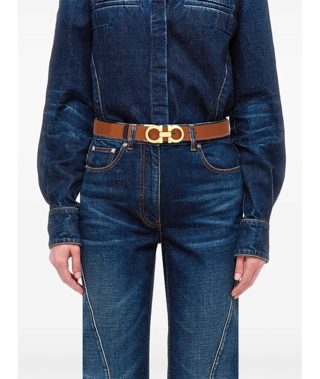 FERRAGAMO Коричневый кожаный ремень, фото 4