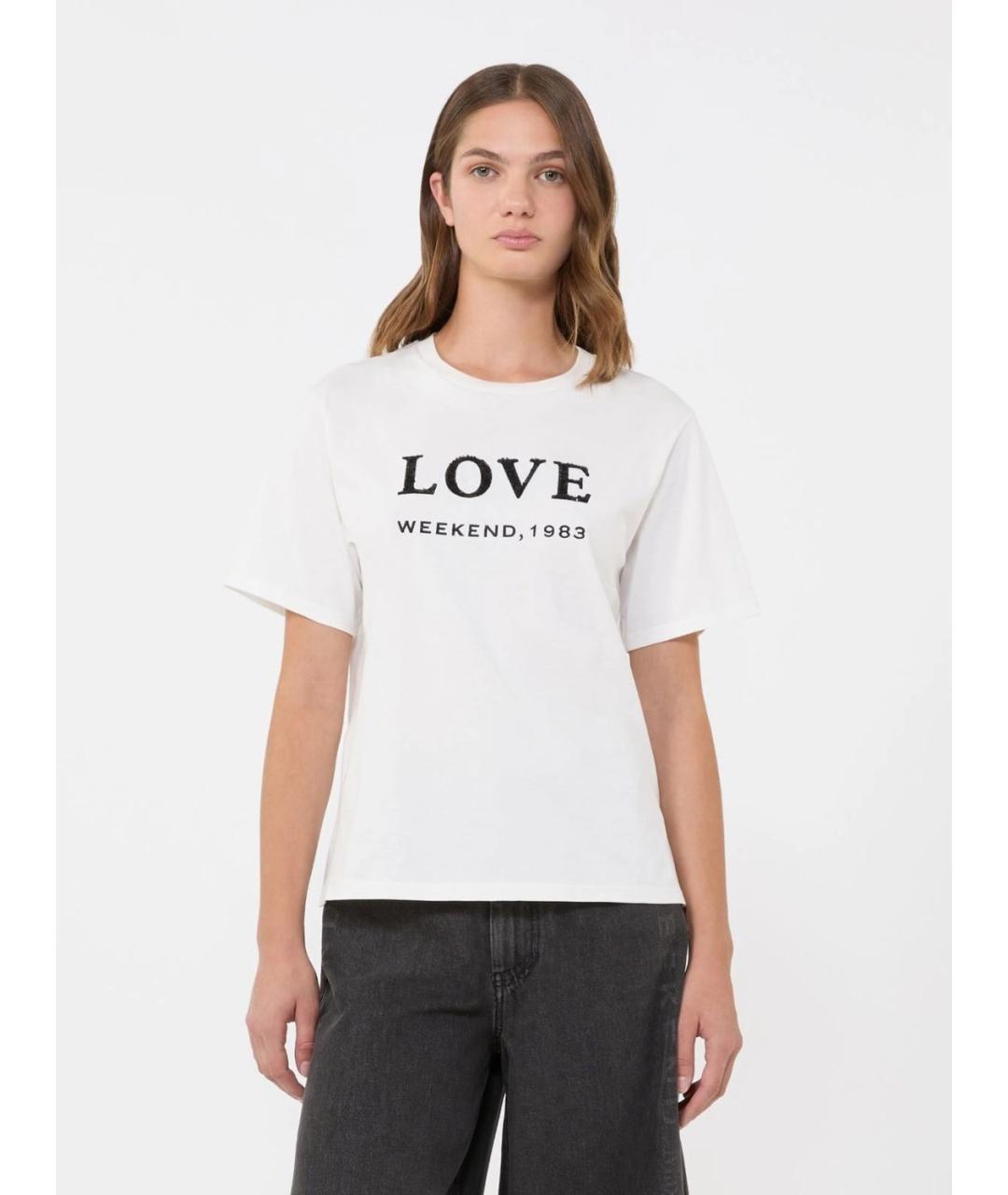 WEEKEND MAX MARA Белая хлопковая футболка, фото 3