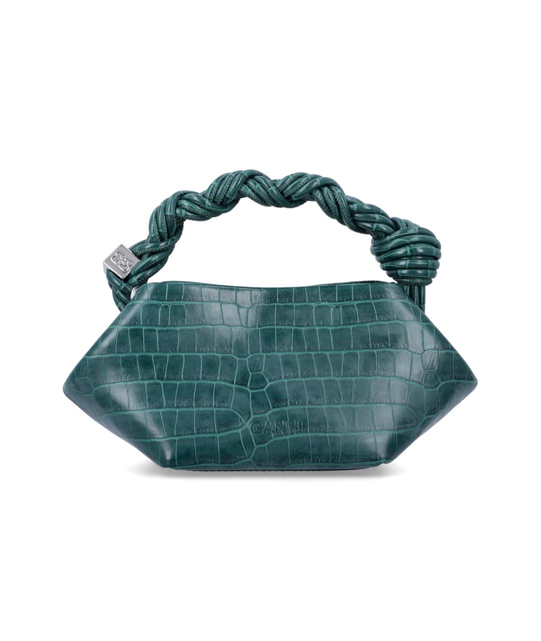 GANNI Зеленая кожаная сумка с короткими ручками, фото 3