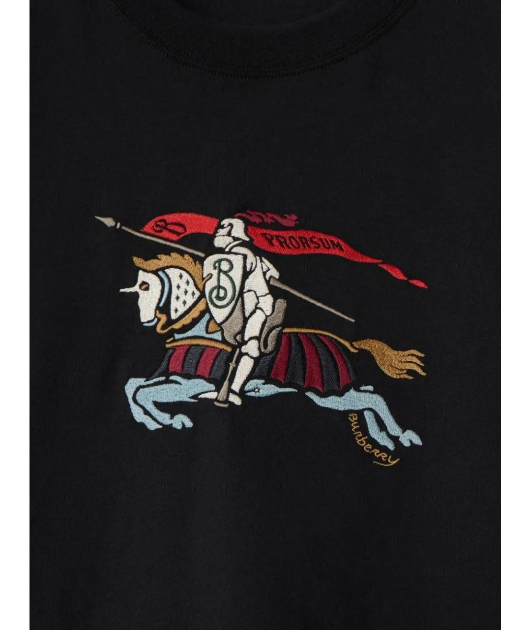BURBERRY Черная хлопковая футболка, фото 4