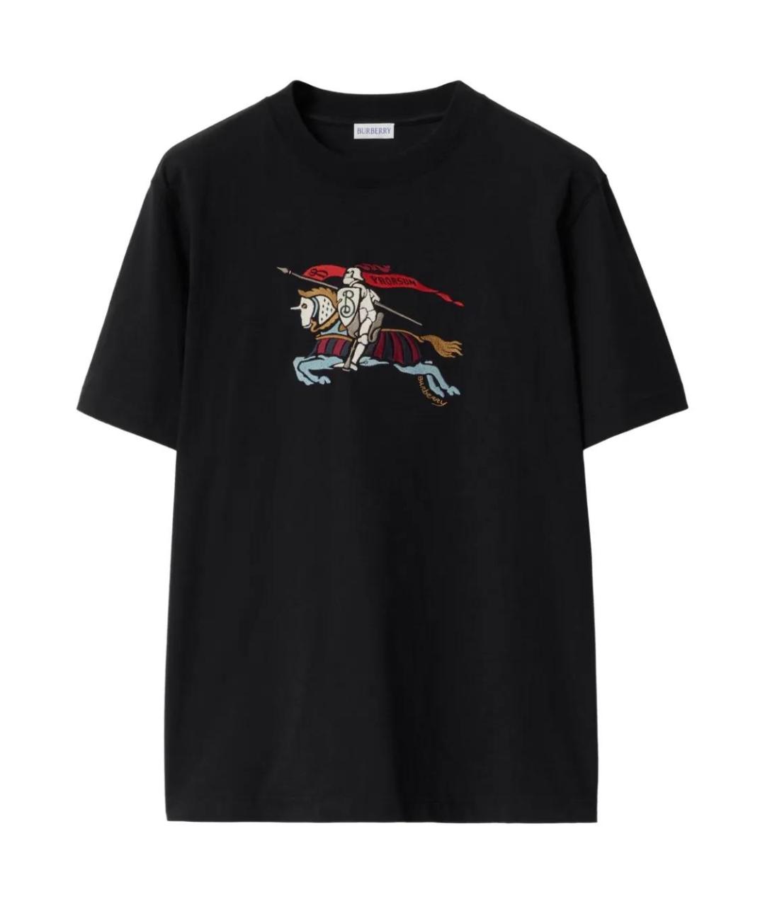 BURBERRY Черная хлопковая футболка, фото 1