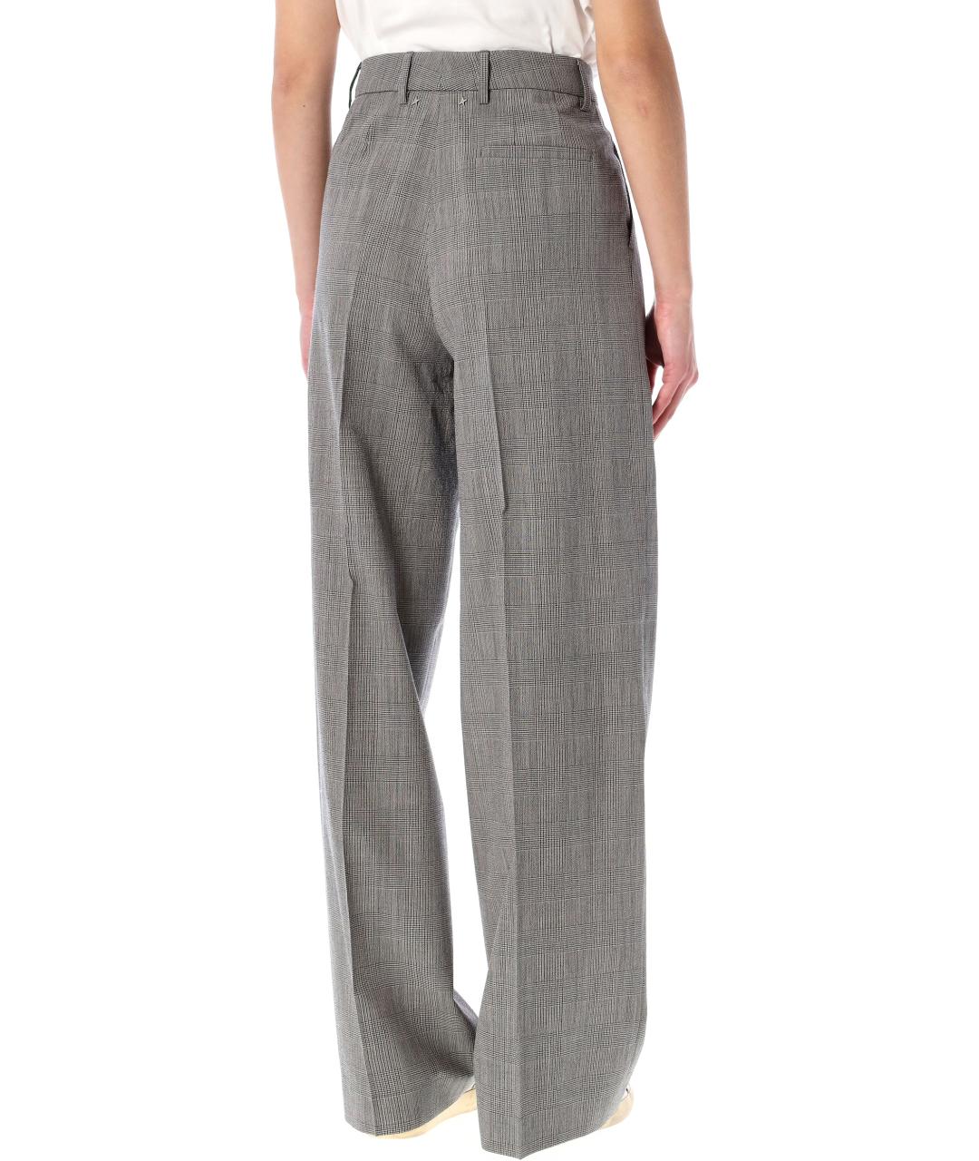 GOLDEN GOOSE DELUXE BRAND Серые шерстяные прямые брюки, фото 3