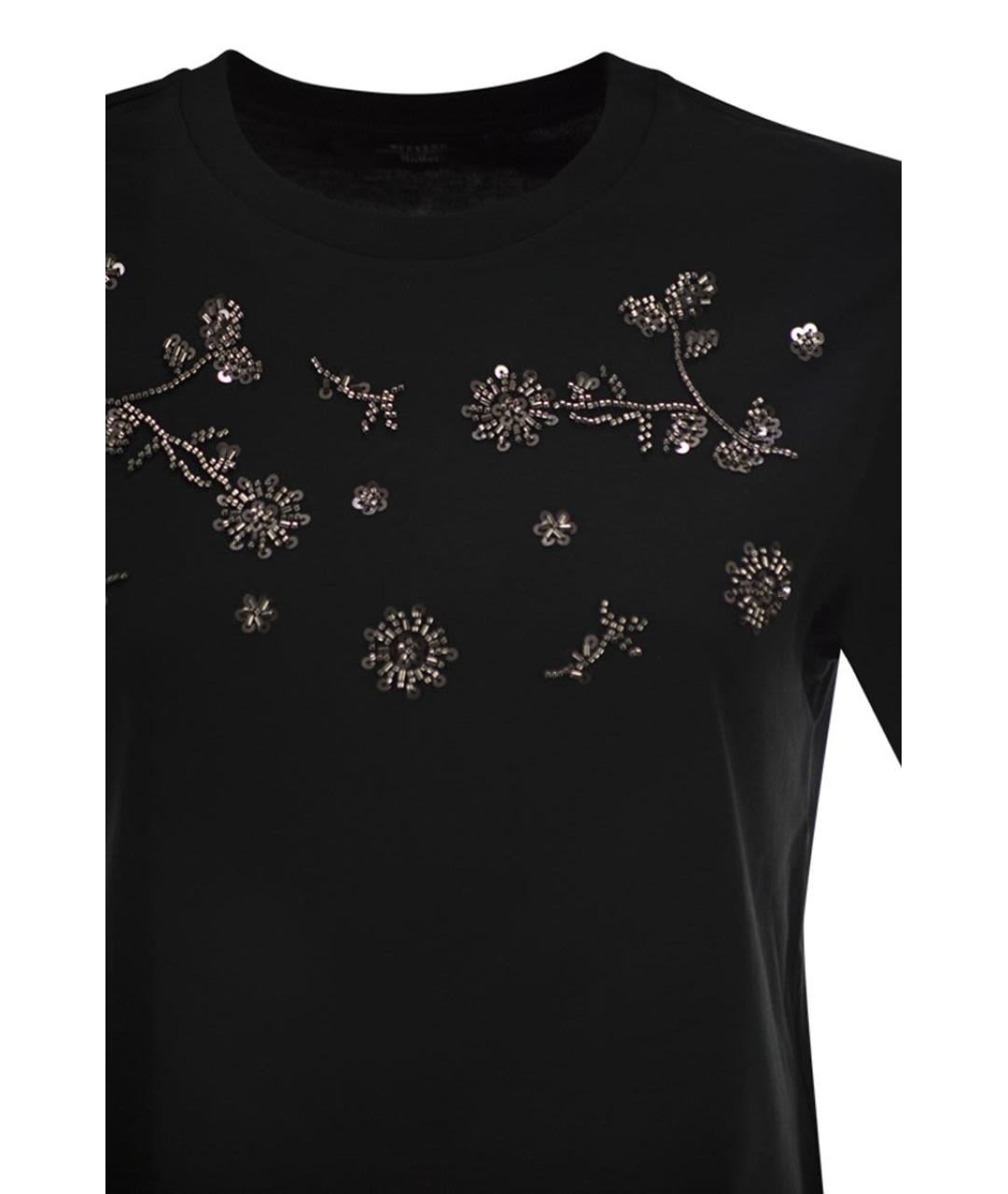 WEEKEND MAX MARA Черная хлопковая футболка, фото 4