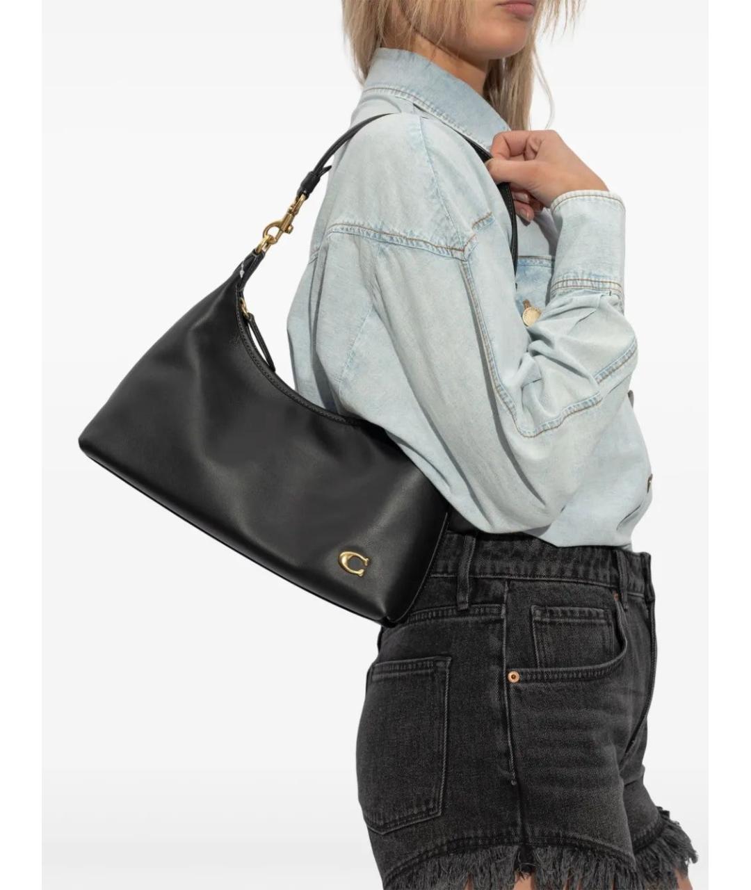 COACH Черная кожаная сумка через плечо, фото 2