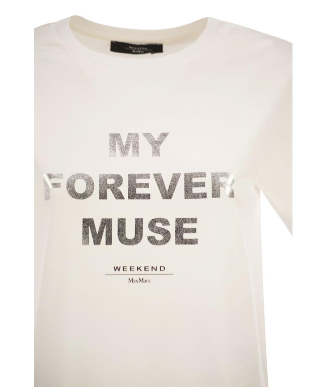 WEEKEND MAX MARA Белая хлопковая футболка, фото 4