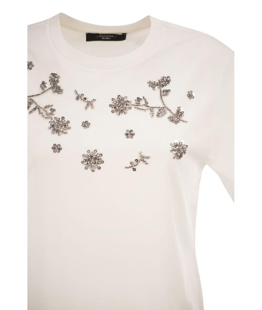 WEEKEND MAX MARA Белая хлопковая футболка, фото 4