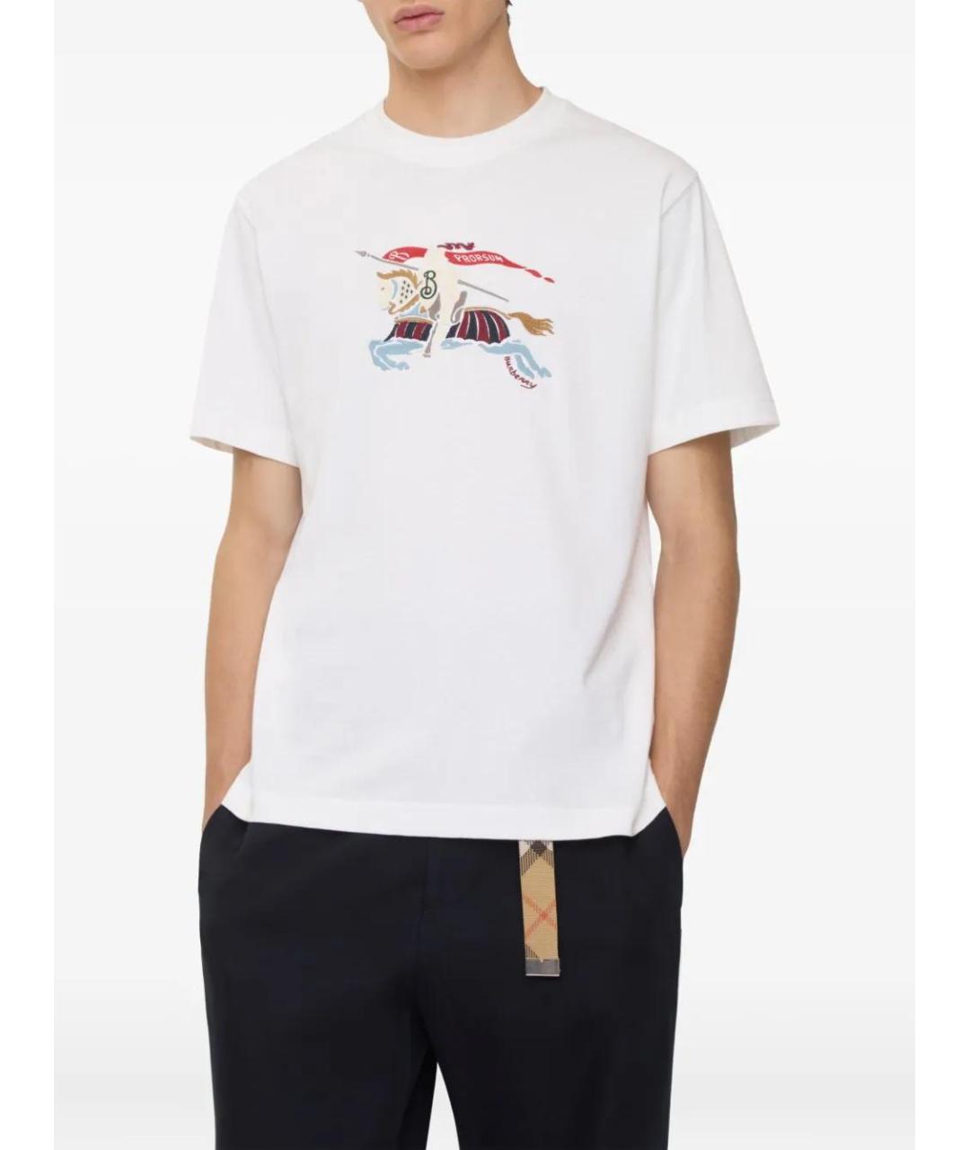 BURBERRY Белая хлопковая футболка, фото 2