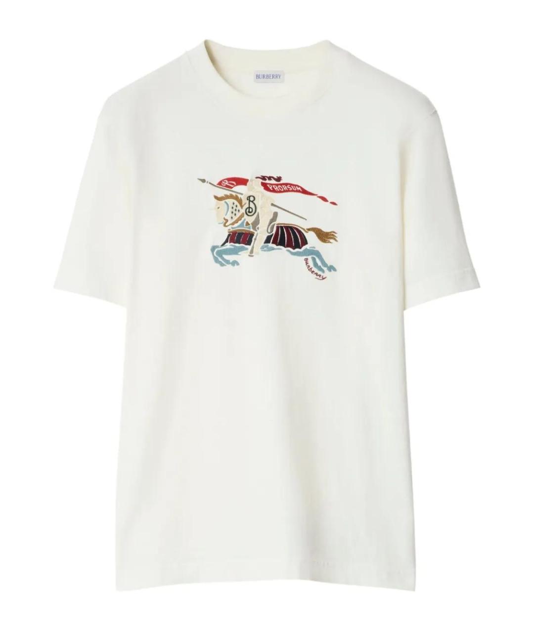 BURBERRY Белая хлопковая футболка, фото 1