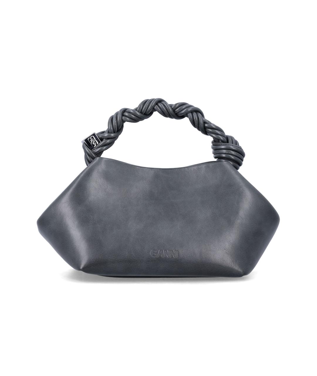 GANNI Серая кожаная сумка с короткими ручками, фото 3