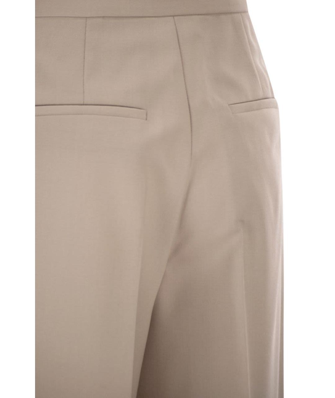 MAX MARA Бежевые шерстяные прямые брюки, фото 4