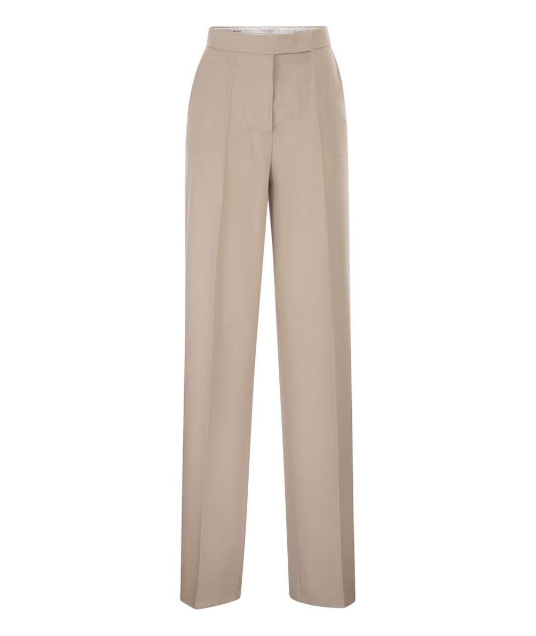 MAX MARA Бежевые шерстяные прямые брюки, фото 1