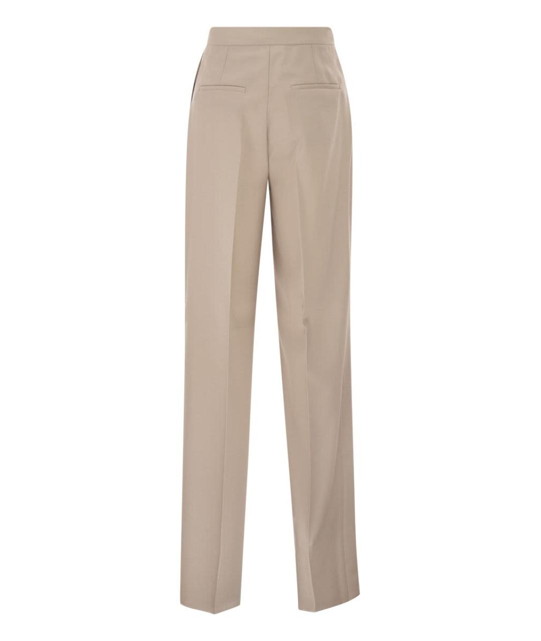 MAX MARA Бежевые шерстяные прямые брюки, фото 2