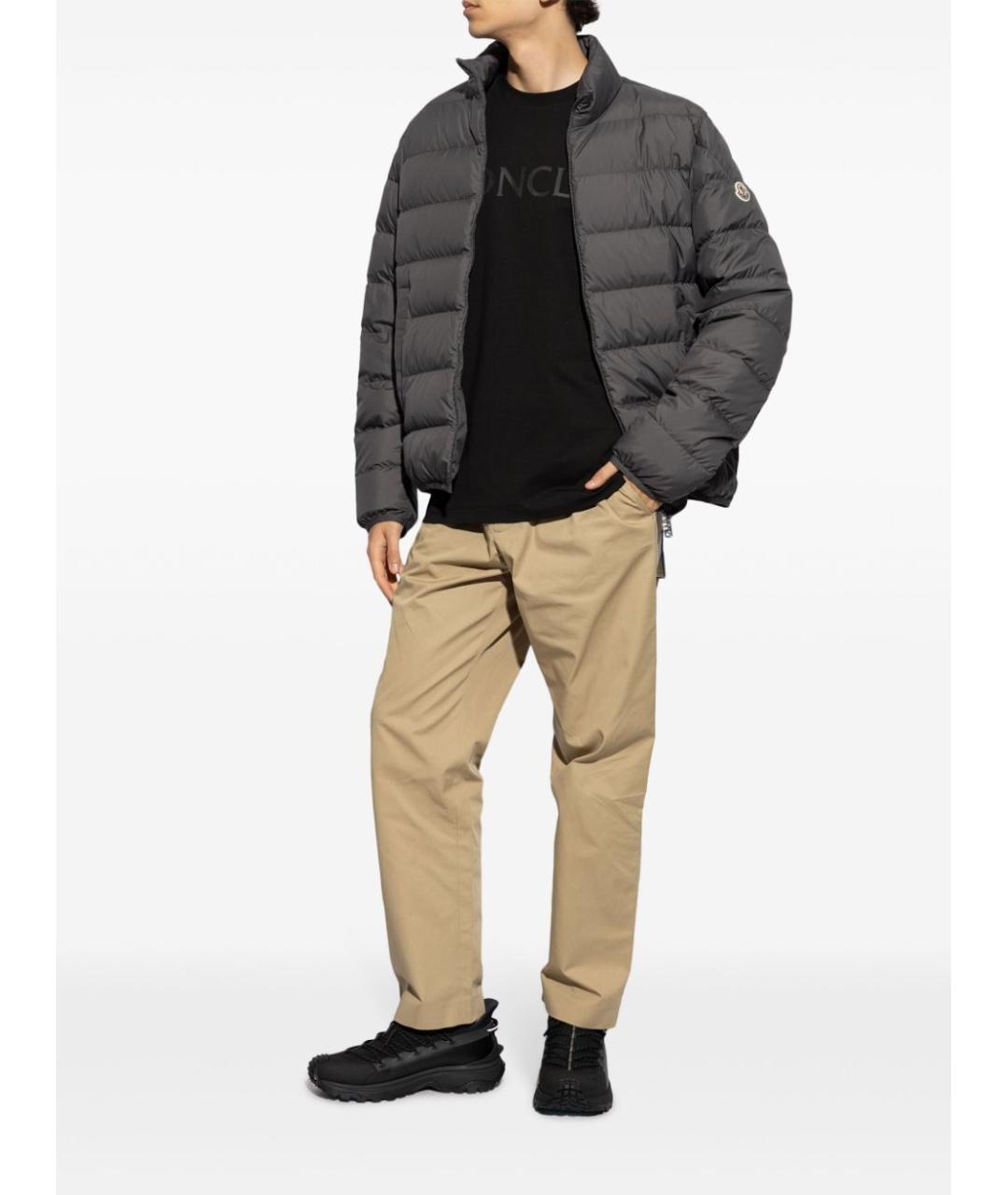 MONCLER Черные текстильные низкие кроссовки / кеды, фото 5