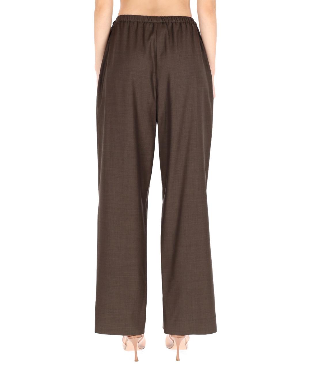 LOULOU STUDIO Коричневые шерстяные прямые брюки, фото 4