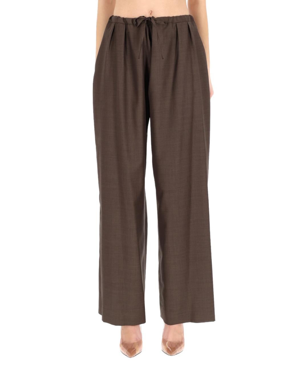 LOULOU STUDIO Коричневые шерстяные прямые брюки, фото 5