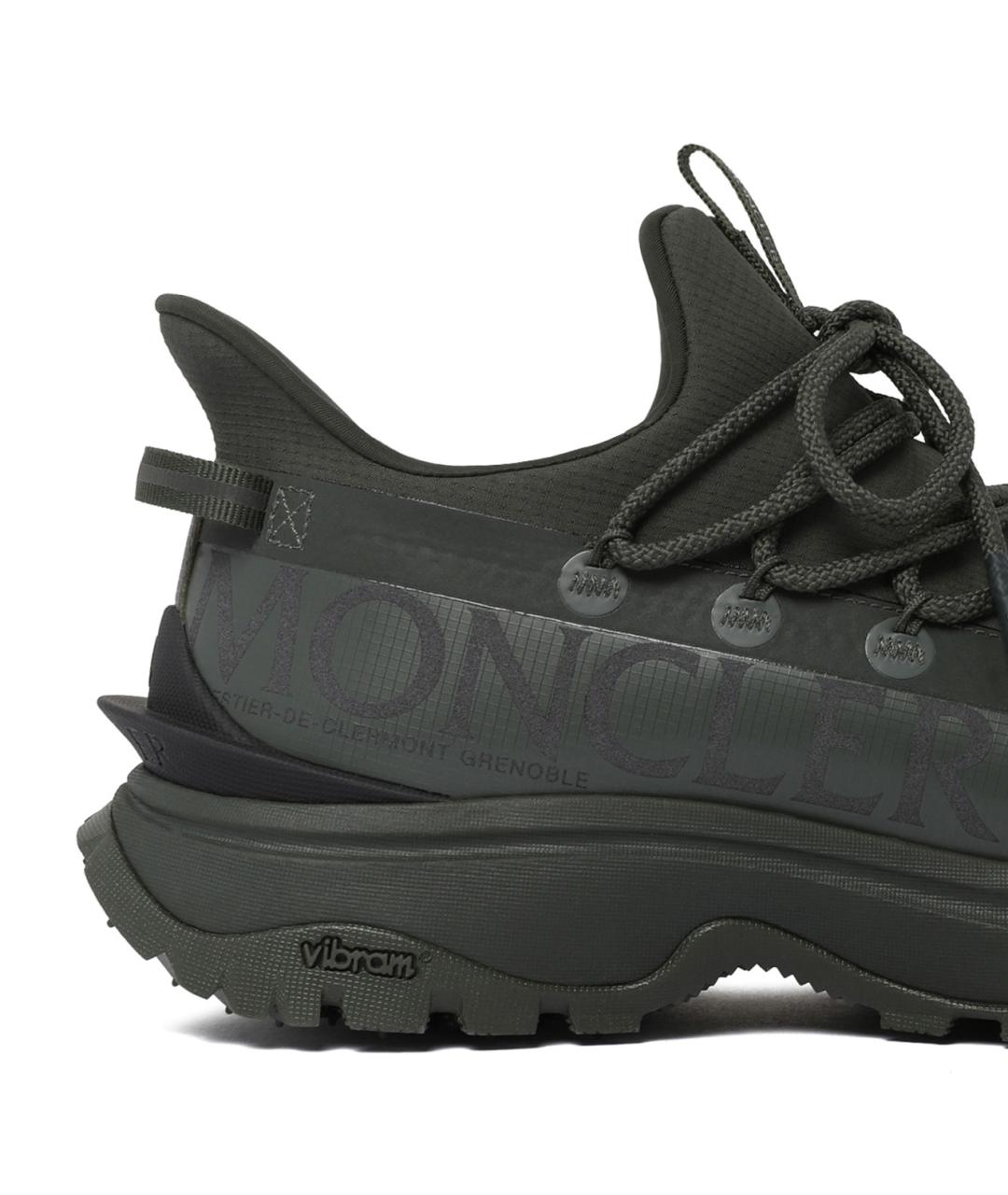 MONCLER Черные текстильные низкие кроссовки / кеды, фото 4