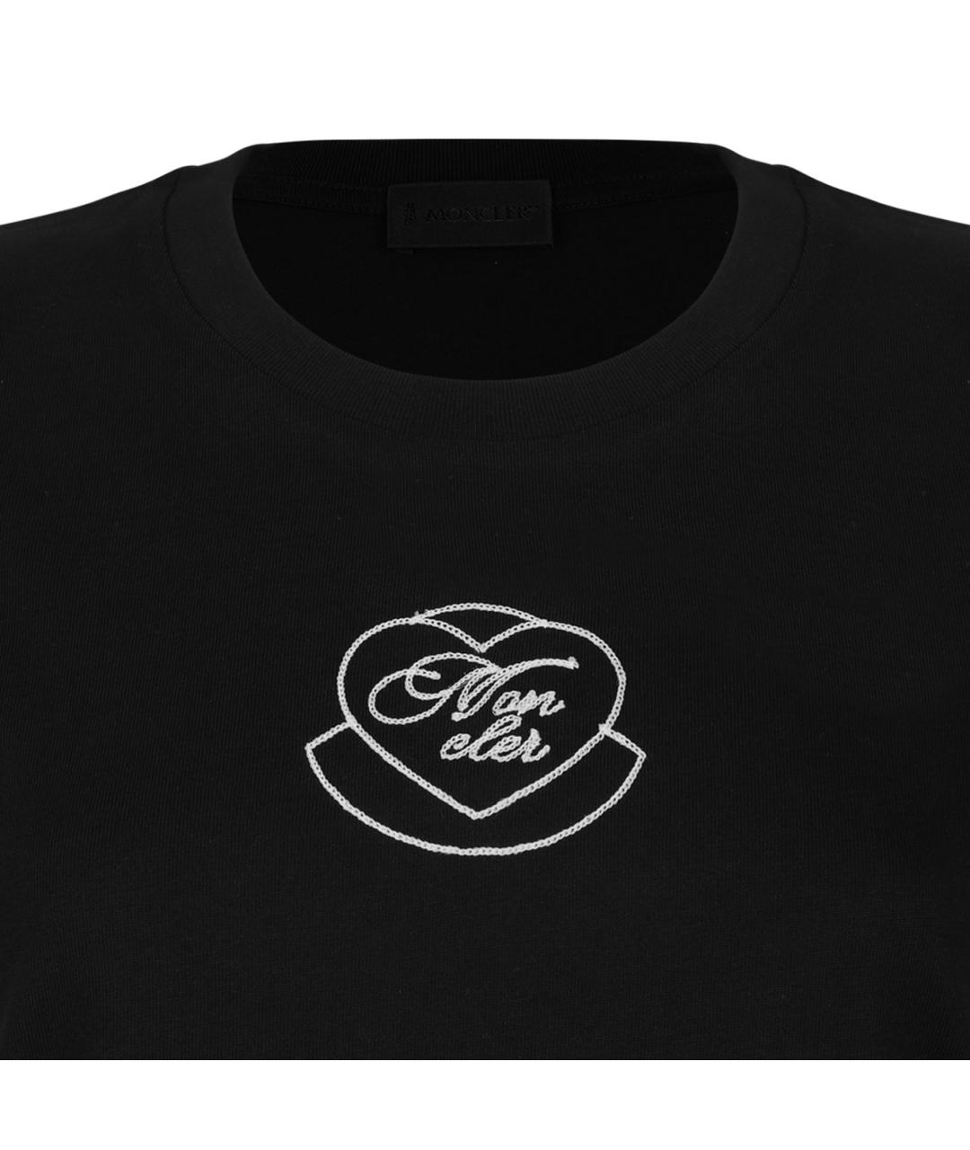 MONCLER Черная хлопковая футболка, фото 3