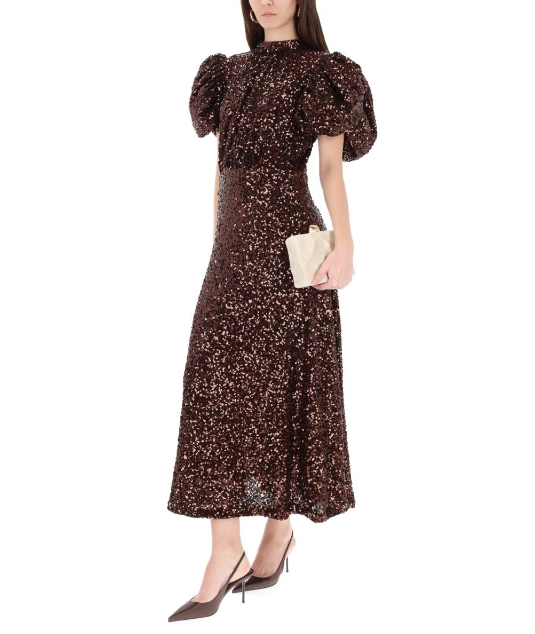 ROTATE Коричневое полиэстеровое вечернее платье, фото 3