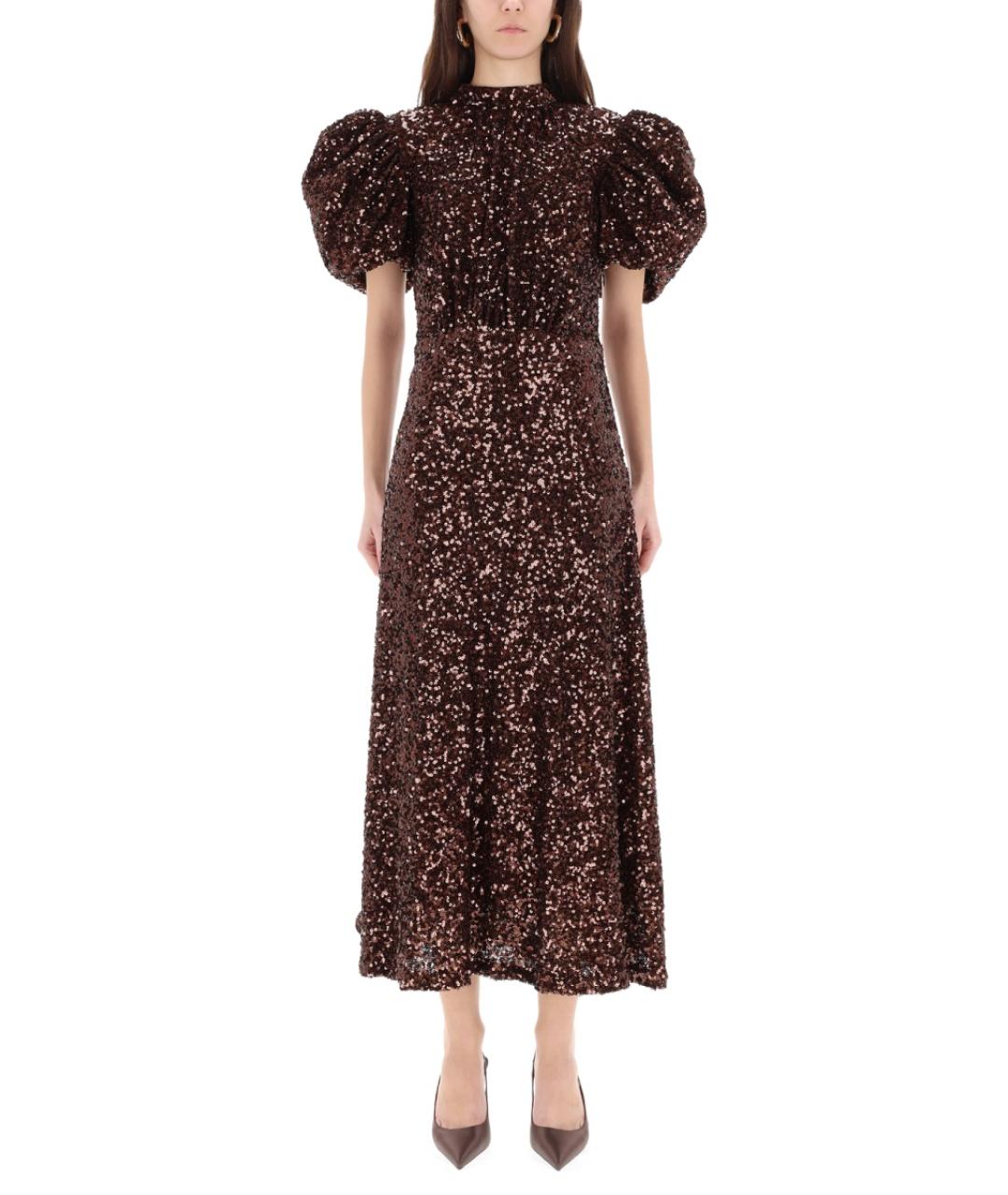 ROTATE Коричневое полиэстеровое вечернее платье, фото 2