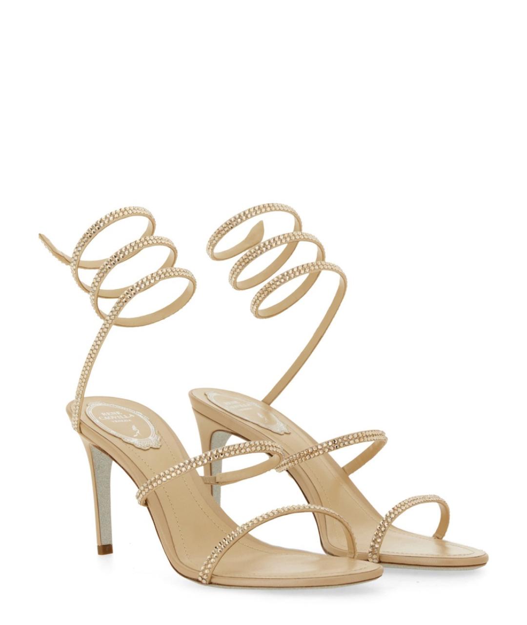 RENE CAOVILLA Бежевые кожаные босоножки, фото 2