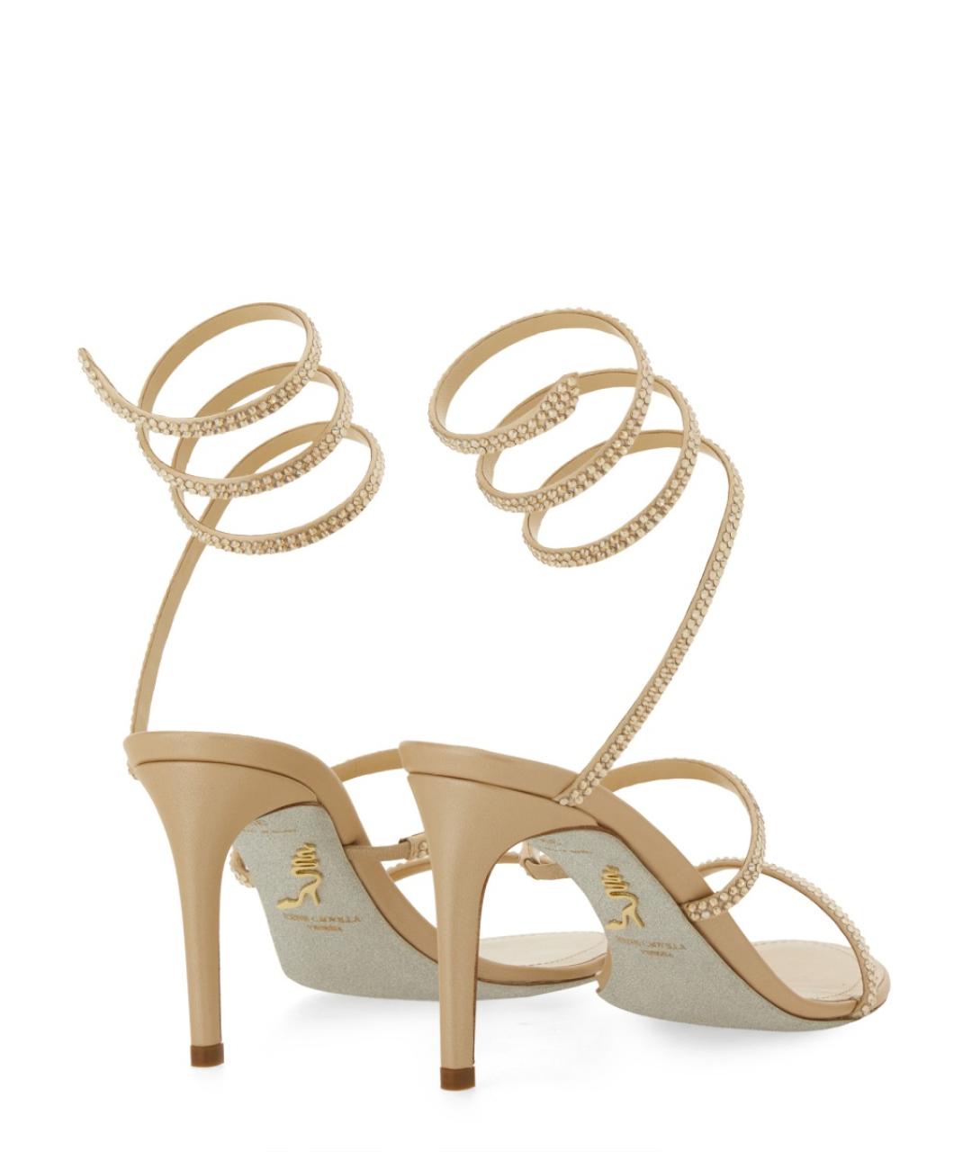 RENE CAOVILLA Бежевые кожаные босоножки, фото 3