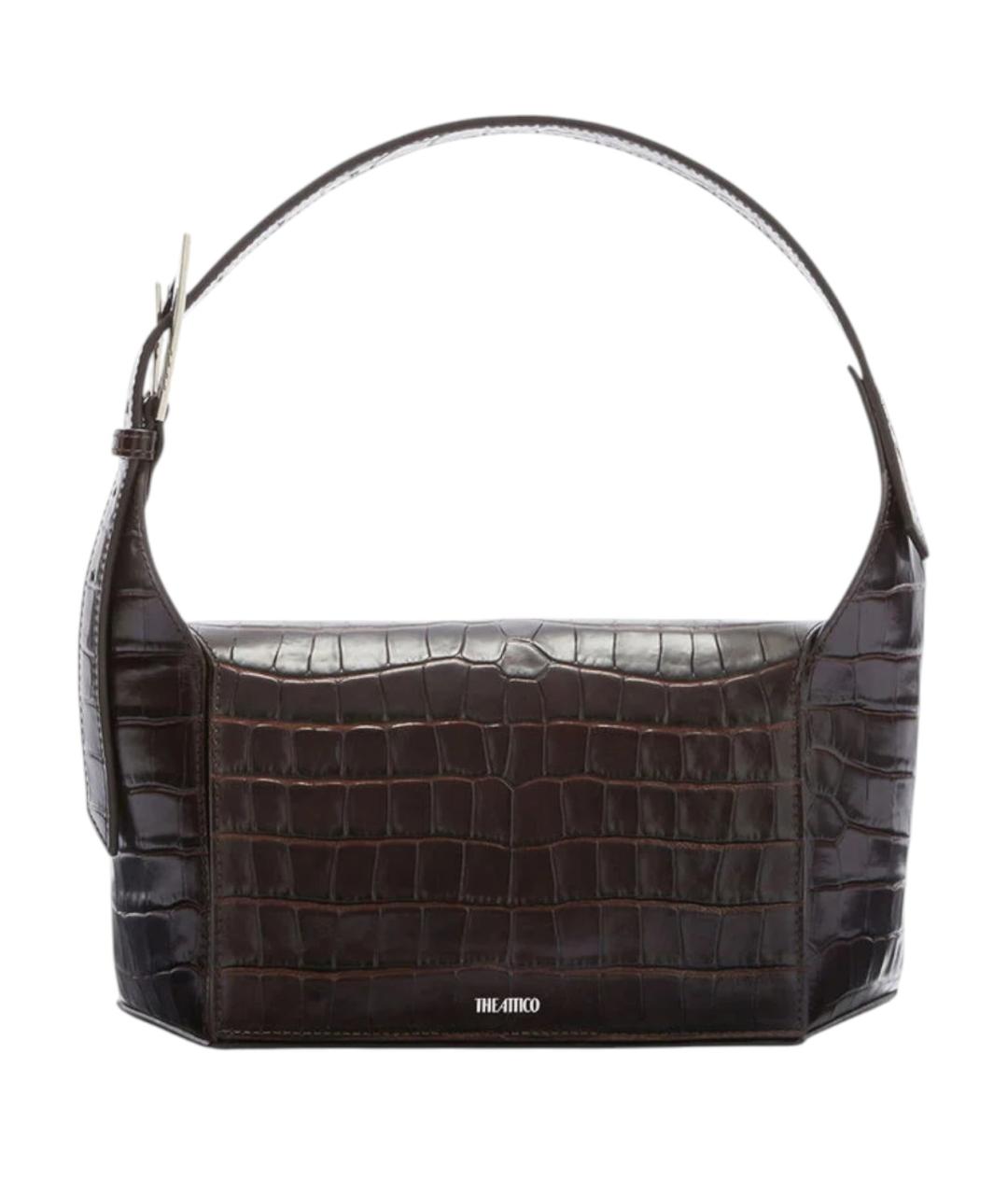 THE ATTICO Коричневая кожаная сумка с короткими ручками, фото 1