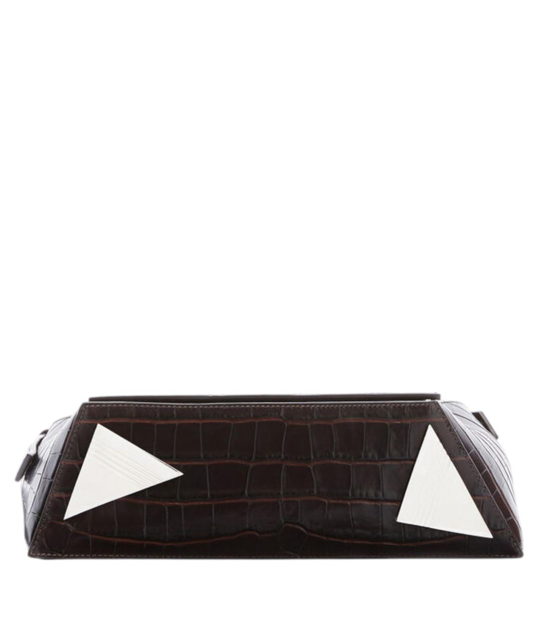 THE ATTICO Коричневая кожаная сумка с короткими ручками, фото 3