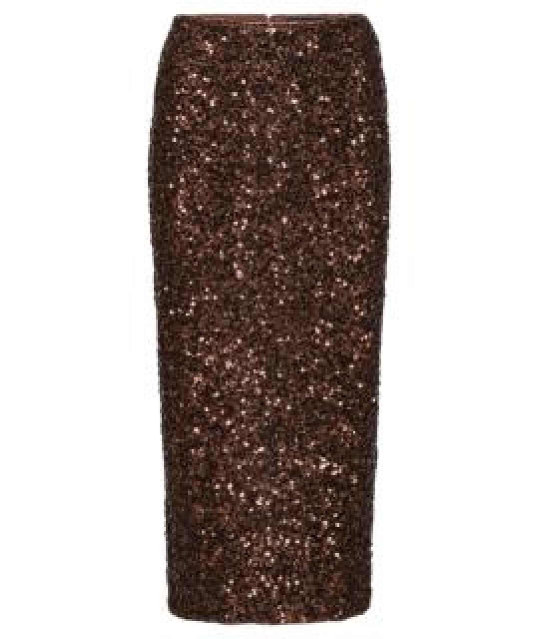 ROTATE Коричневая полиэстеровая юбка миди, фото 1