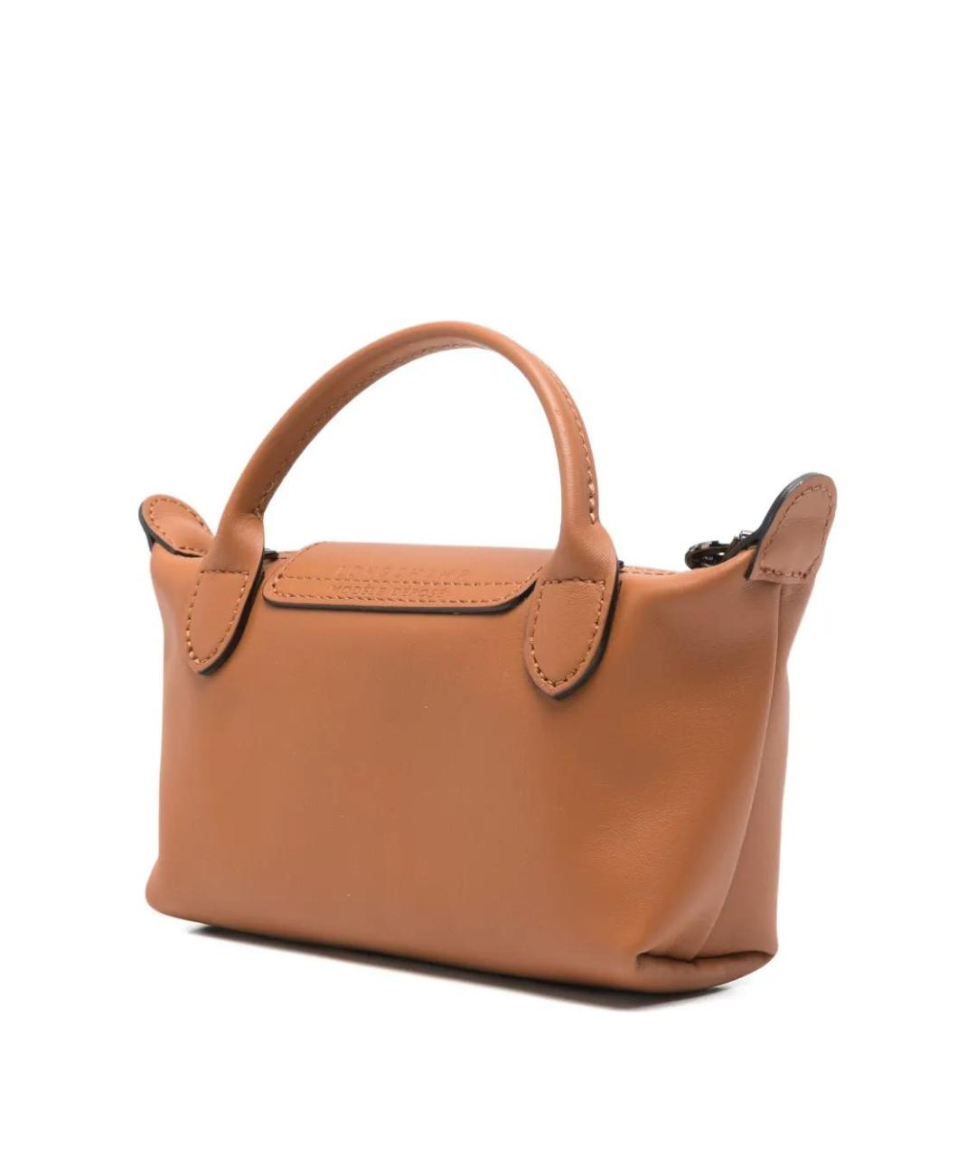 LONGCHAMP Коричневая кожаная сумка с короткими ручками, фото 3