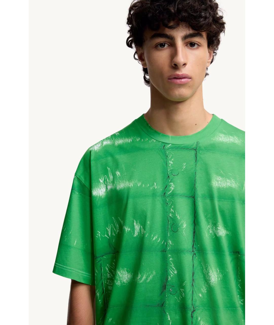 MONCLER Зеленая хлопковая футболка, фото 4