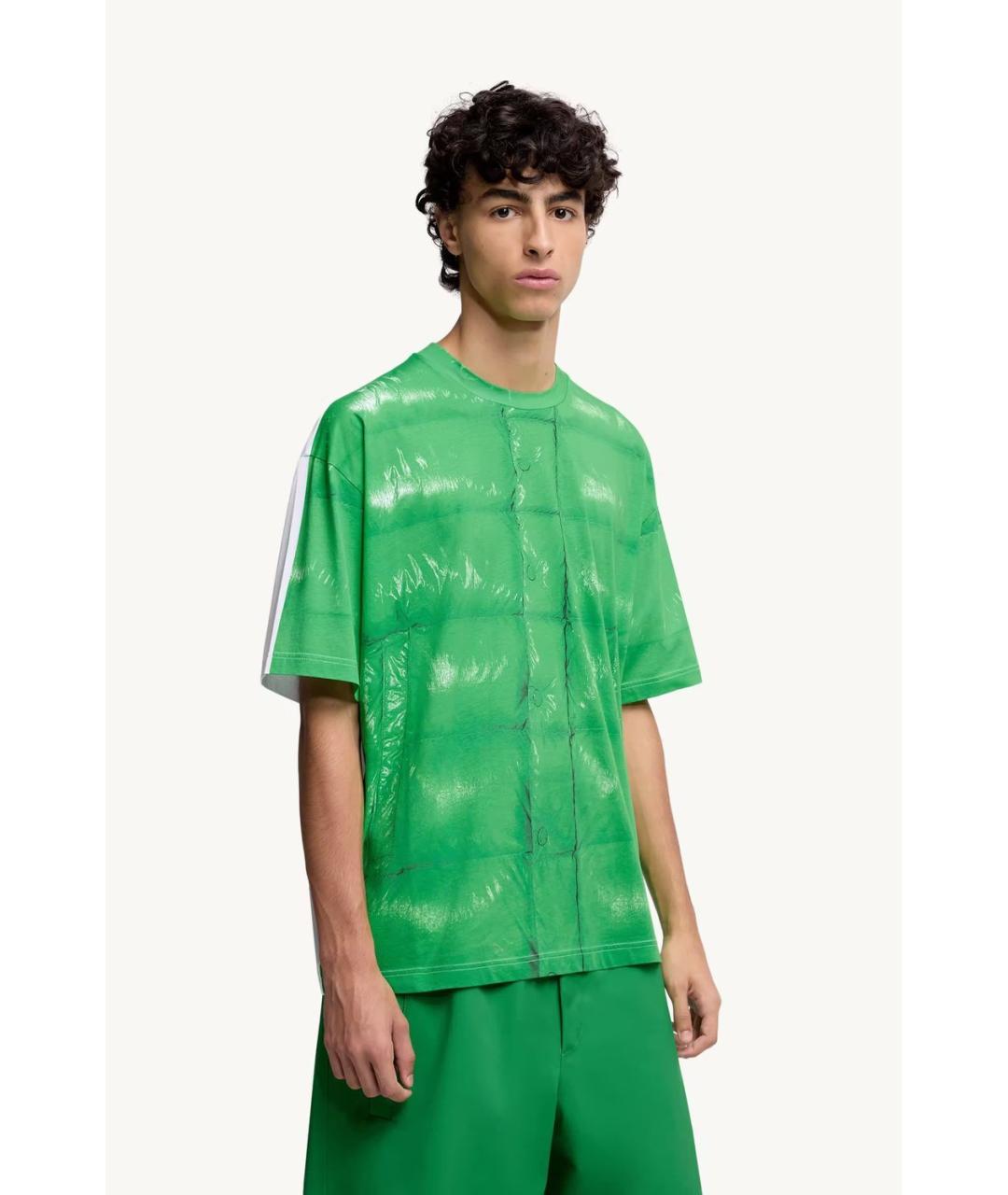 MONCLER Зеленая хлопковая футболка, фото 2