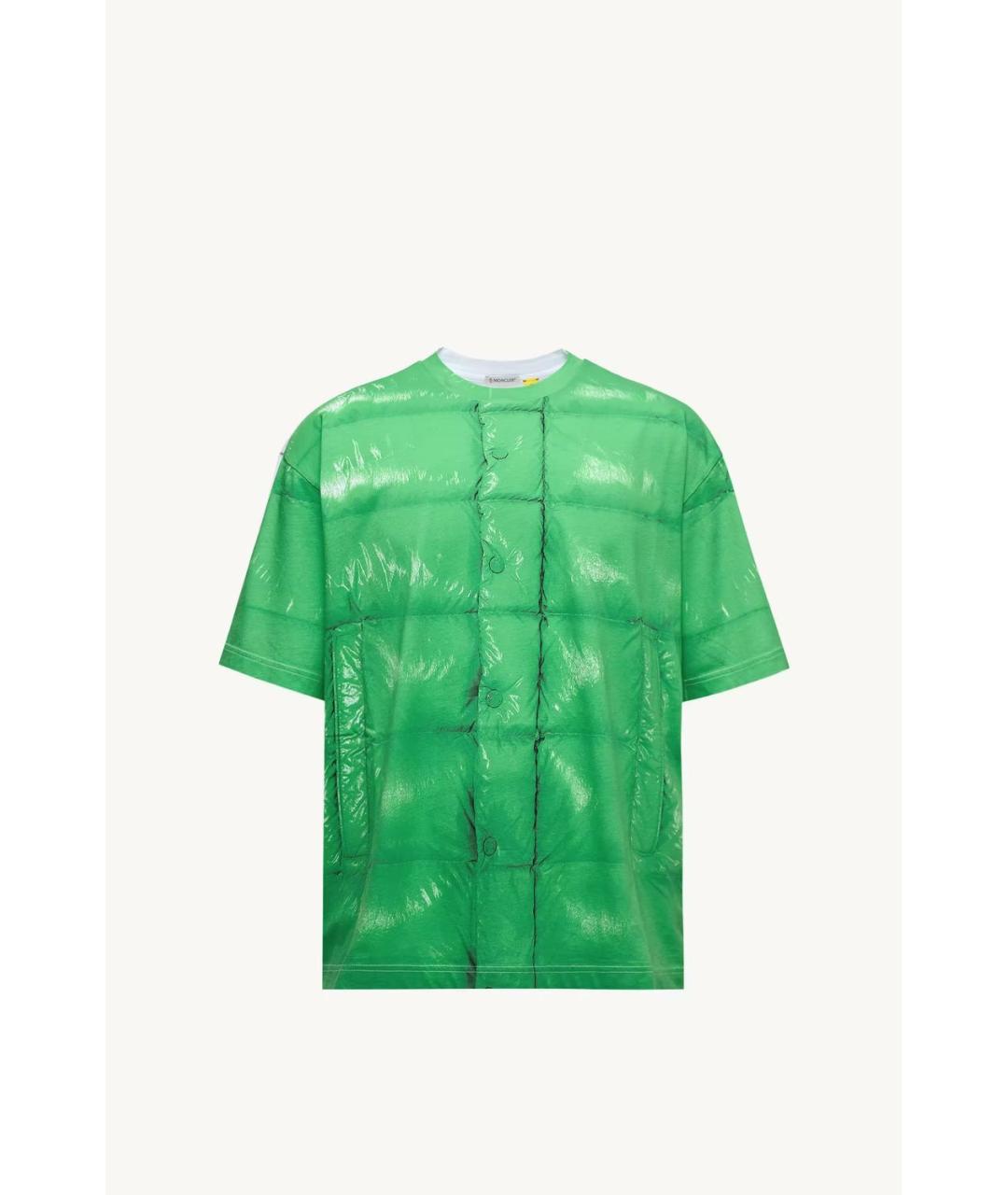 MONCLER Зеленая хлопковая футболка, фото 1