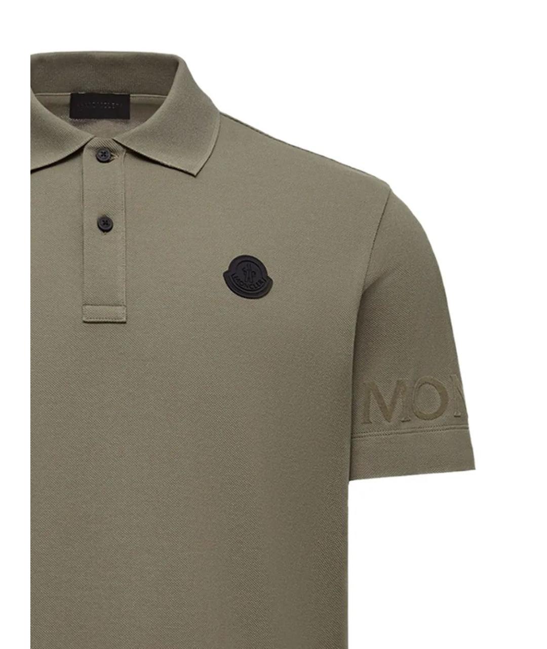 MONCLER Зеленые хлопковое поло с коротким рукавом, фото 2