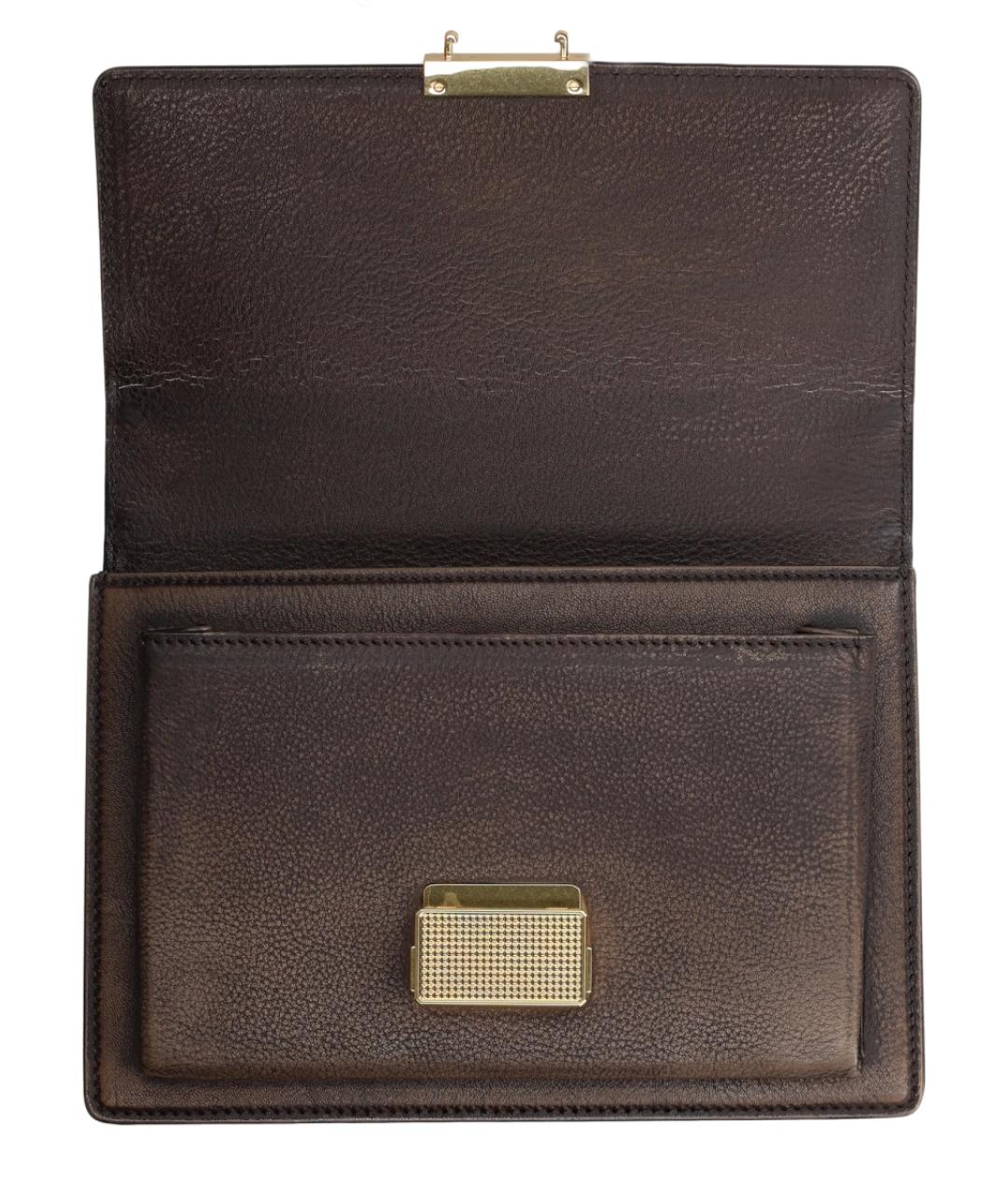 GOLDEN GOOSE DELUXE BRAND Коричневая кожаная сумка с короткими ручками, фото 3