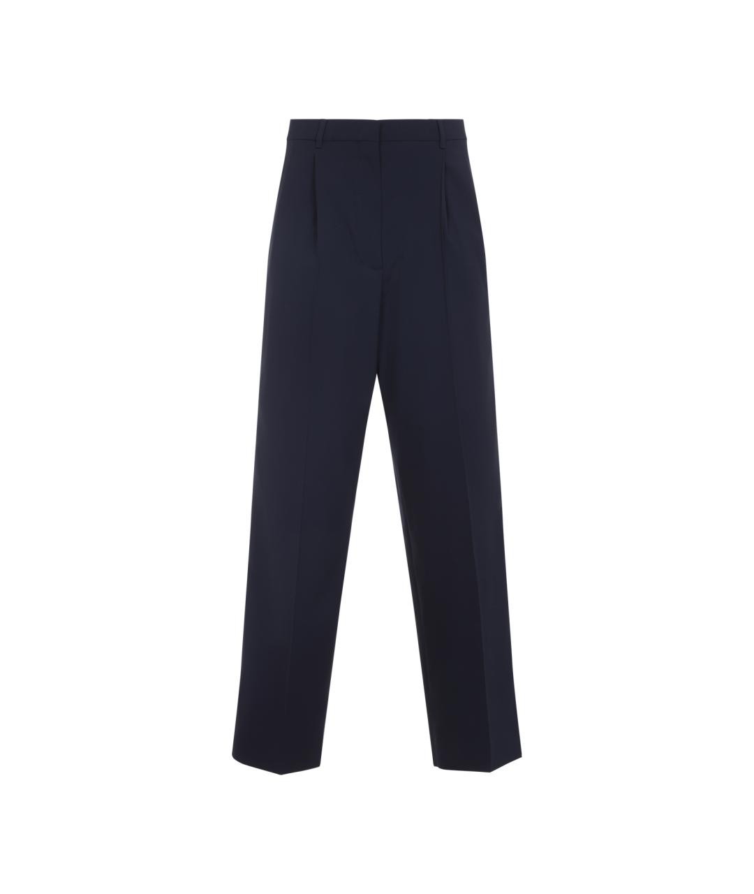 MIU MIU Синие шерстяные прямые брюки, фото 1