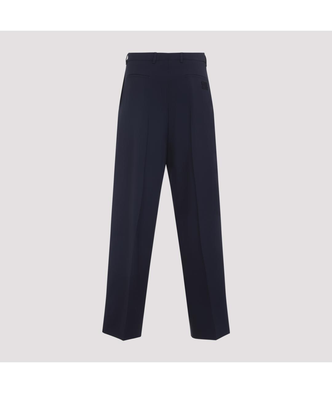 MIU MIU Синие шерстяные прямые брюки, фото 2