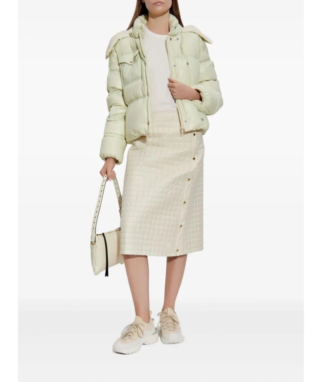 MONCLER Зеленый полиамидовый пуховик, фото 2