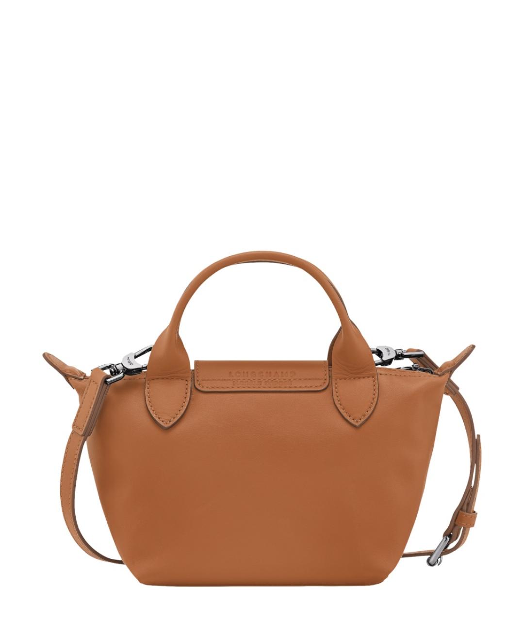 LONGCHAMP Коричневая кожаная сумка с короткими ручками, фото 2