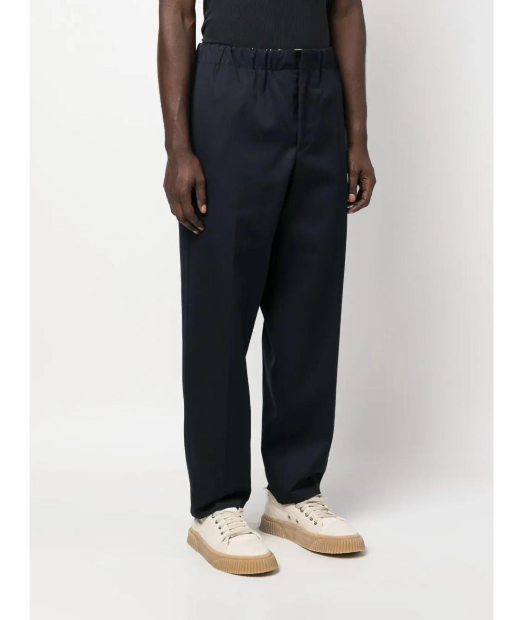 JIL SANDER Синие шерстяные повседневные брюки, фото 3