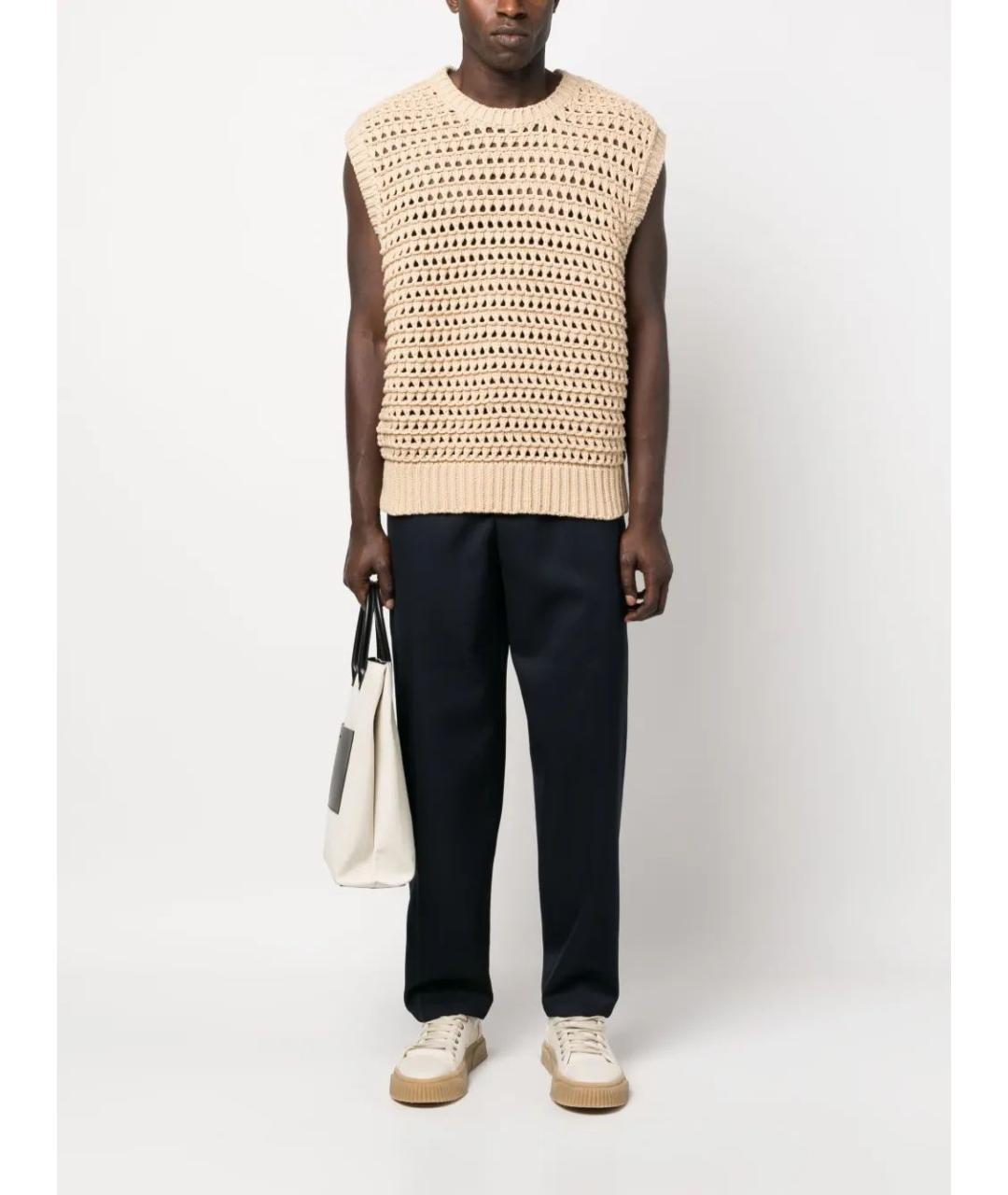 JIL SANDER Синие шерстяные повседневные брюки, фото 2