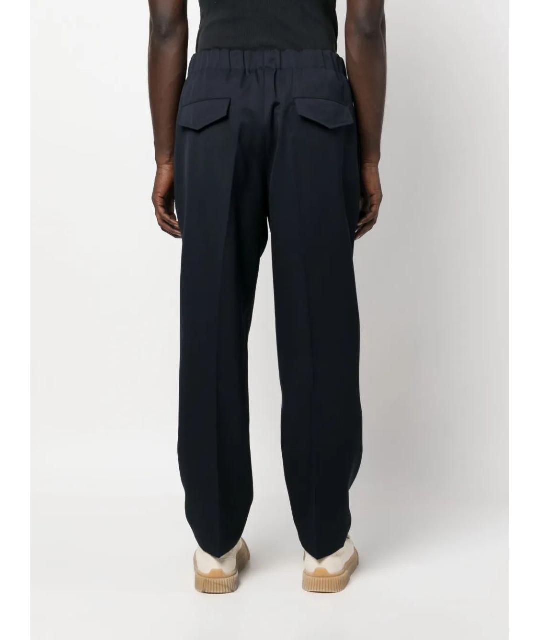 JIL SANDER Синие шерстяные повседневные брюки, фото 4